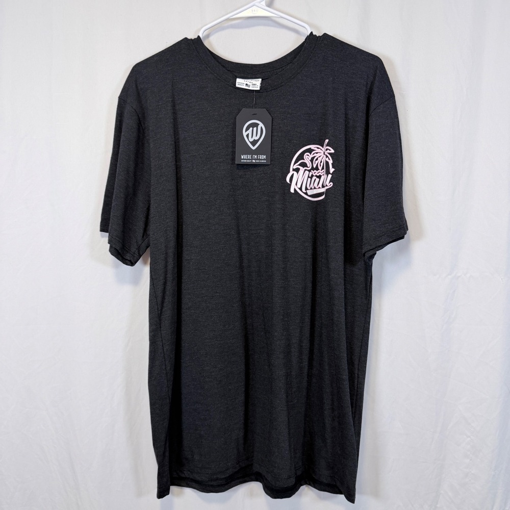 Where‎ I'm From T-Shirt Miami Neon Graphic Charcoal Gray Made in USA Large